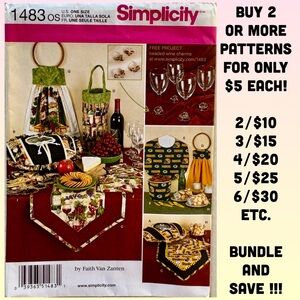 Simplicity 1483 Entertainment Accessories Uncut Sewing Pattern (One Size)